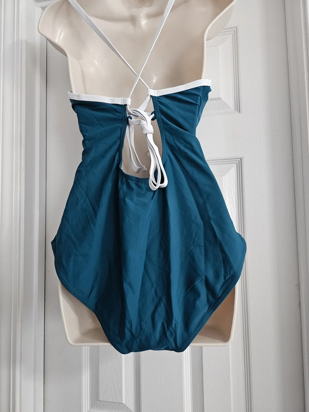 NWT Teal Crochet Lace One Piece Swimsuit XL Boho Beach Resortwear Bathing Suit